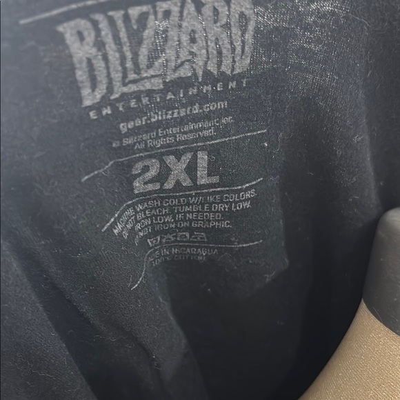 Black Graphic T-Shirt with Blue and Red Design - Picture 3 of 3